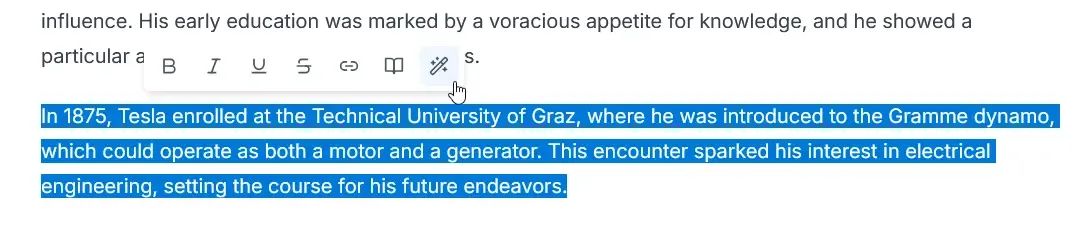 Screenshot of text selection