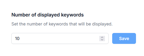 Number of Displayed Keywords Setting