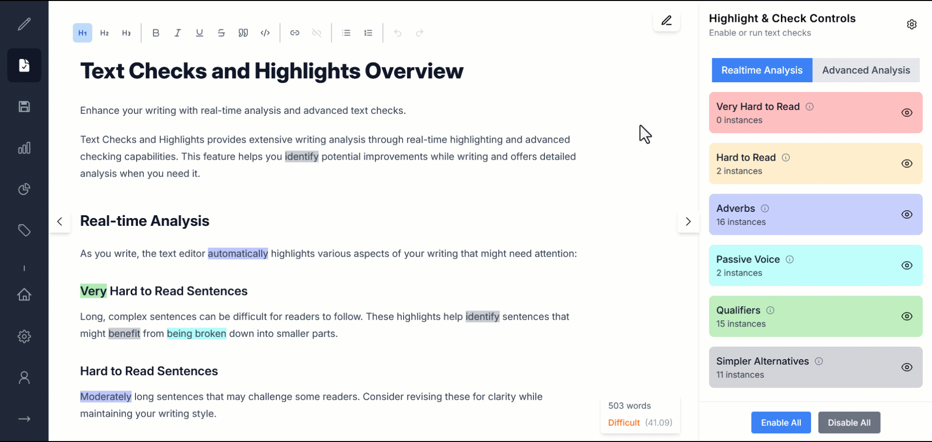 See writing suggestions appear instantly as you type. GIF of Real-time Highlights